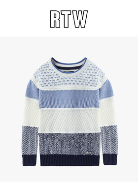 rtw男童针织衫2025年春秋款中大童圆领套头棉线儿童毛衣63162
