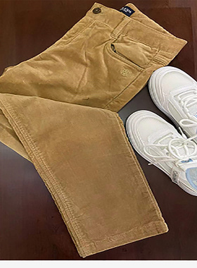 rtw加绒灯芯绒童裤2025年春男女童直筒纯棉夹绒中腰休闲裤44209