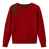 休闲针织麻花套头镶鹿皮23B49 时尚 rtw复古打底羊毛衫 2025年秋修身