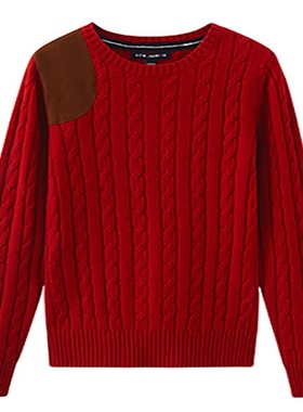 rtw复古打底羊毛衫2025年秋修身时尚休闲针织麻花套头镶鹿皮23B49