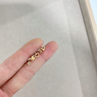 经典钛钢金色星星爱心细针螺丝扣免摘耳骨钉耳蜗耳廓小耳钉耳饰女
