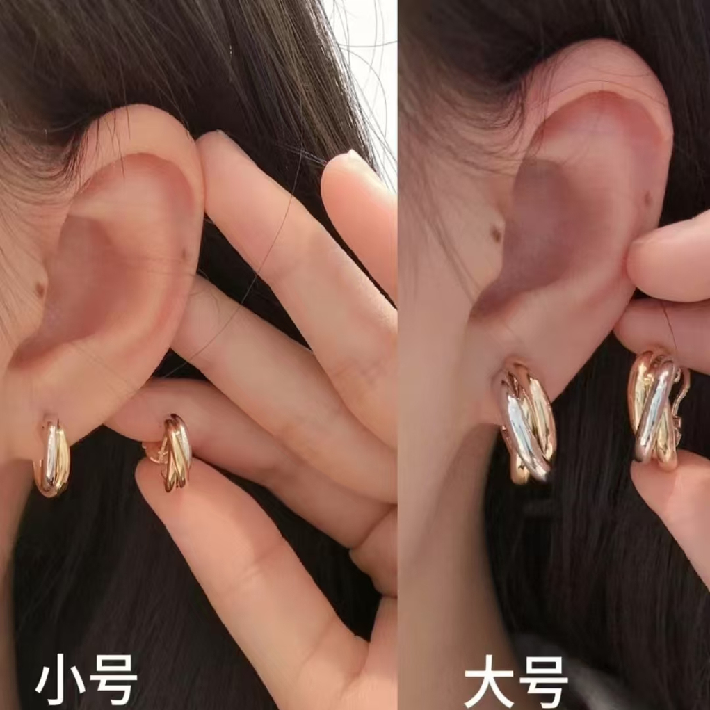 三色环C形耳环耳夹无耳洞