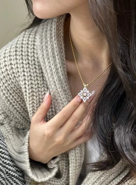 超闪纯银镀18k十字星项链颈链