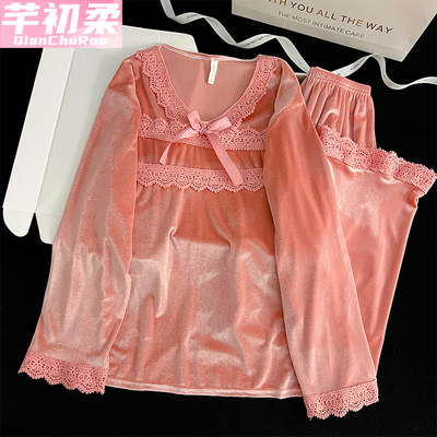 金丝绒睡衣女春秋冬季2025新款