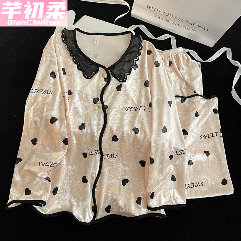 钻石金丝绒睡衣女2025春秋冬