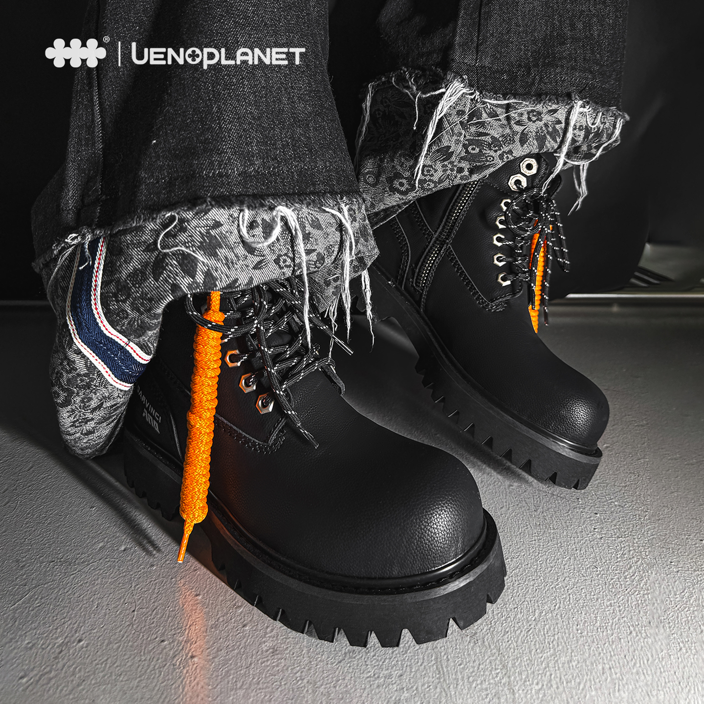 上野行星厚底增高马丁靴男秋冬季新款户外防滑登山靴时尚耐磨女靴