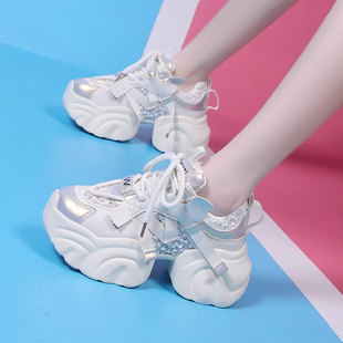 今年流行的老爹鞋ins潮女夏季网面2025新款透气厚底增高运动女鞋