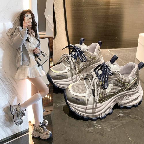 2026年春季爆款休闲百搭显脚小洋气8cm增高厚底小个子老爹女潮鞋
