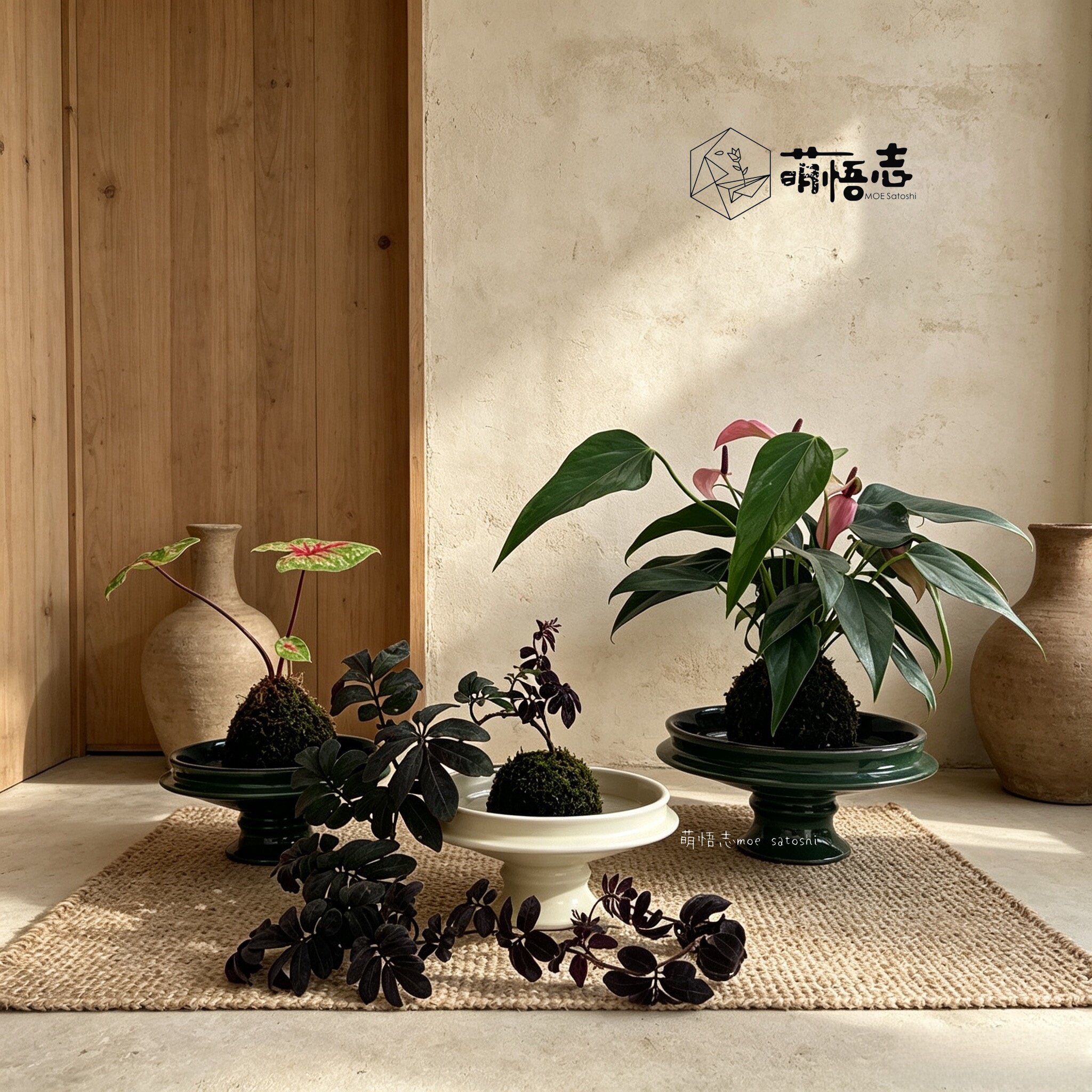 苔藓球专用盆栽无孔花盆禅意家用桌面轻奢复古高脚盆蕨类花盘清仓