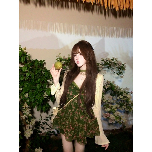 【瑞茜】 绿野迷踪 春季甜美田园风中式服装连衣裙子 R9430D