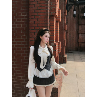 【瑞茜】 伦敦旧约 秋季气质显瘦修身衬衫背心半身裙R1101-2T