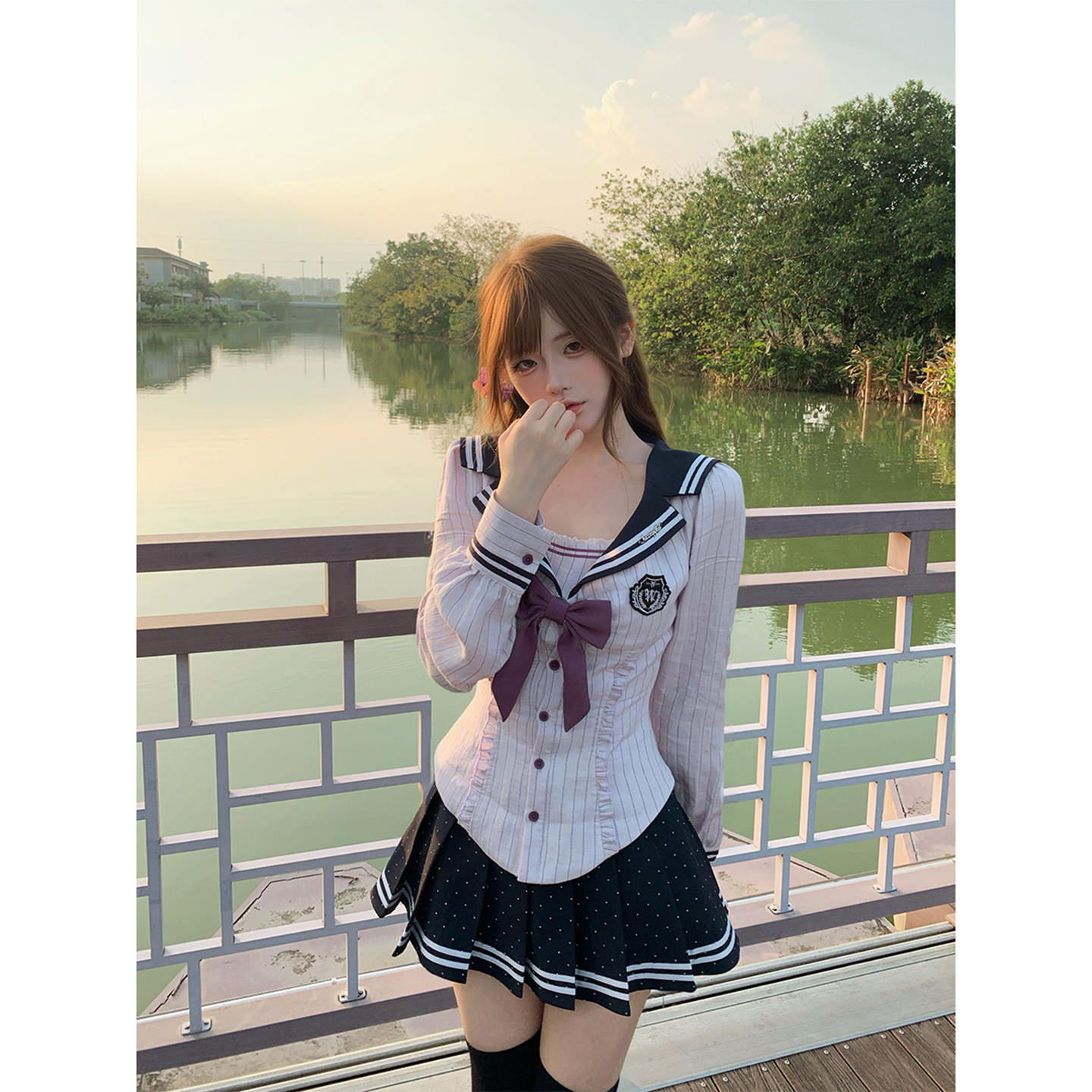 【瑞茜】紫芋校刊 秋季学院风小众JK制服上衣短裙 R7111-1V