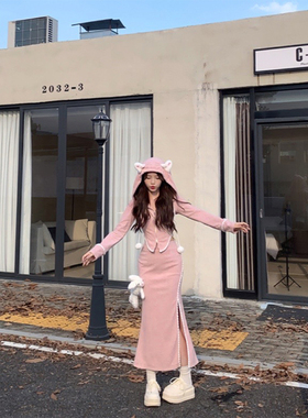 【瑞茜】抱大腿的兔子 秋季温柔风修身设计感开衫短外套 R1316C