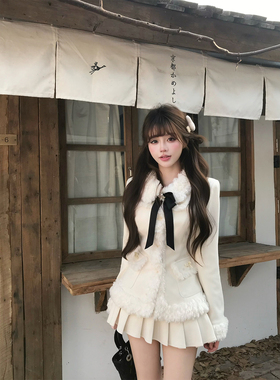 【瑞茜】雪国情书 冬季甜美显瘦修身长袖外套半裙R3628-1W