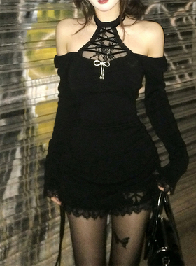 【瑞茜】双生蝶恋花 秋冬纯欲风小众设计连衣裙 R8183Y