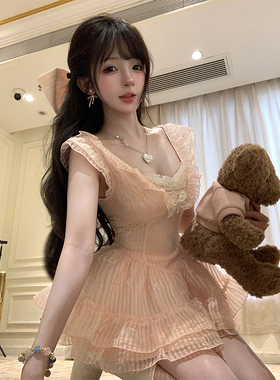 【瑞茜】春日限定 春季原创小众设计飞飞袖上衣+短裙R6029H