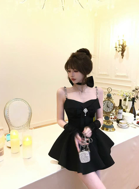 【瑞茜】 暗夜缪斯 早春甜辣风原创设计时尚连衣裙 R3625W