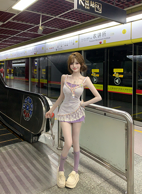 【瑞茜】薰町可露丽 夏纯欲风修身显瘦罩衫吊带连衣裙R6000H