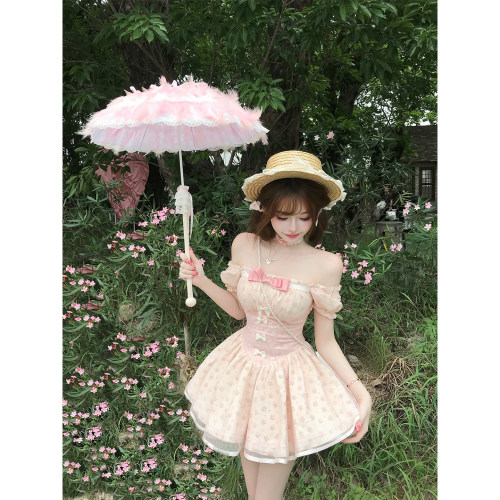 【瑞茜】粉雾玫瑰 春夏甜美公主风小众设计连衣裙 R1557N