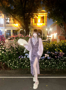 【瑞茜】 魅惑众生 冬季纯欲风时尚套装连衣裙毛衣开衫 R9323D