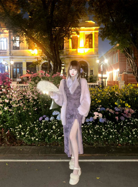 【瑞茜】 魅惑众生 冬季纯欲风时尚套装连衣裙毛衣开衫 R9323D