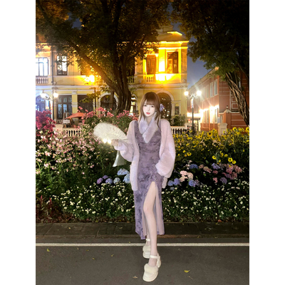 【瑞茜】 魅惑众生 冬季纯欲风时尚套装连衣裙毛衣开衫 R9323D