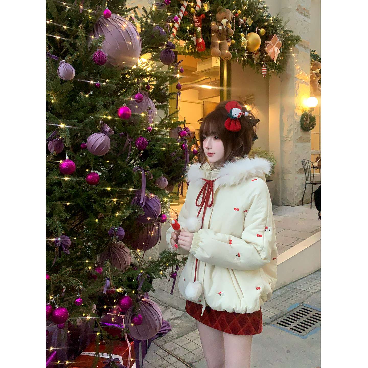 【瑞茜】暖暖K**T 冬季甜美可爱风百搭保暖外套半裙 R66366H