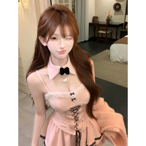 【瑞茜】情话刺客 秋季纯欲风显瘦绑带吊带上衣短裙 R2359-1L