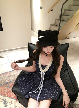 【瑞茜】蓝屿花叙 夏季甜美显瘦修身设计感连衣裙R66158H