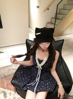 【瑞茜】蓝屿花叙 夏季甜美显瘦修身设计感连衣裙R66158H