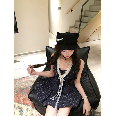 【瑞茜】蓝屿花叙 夏季甜美显瘦修身设计感连衣裙R66158H