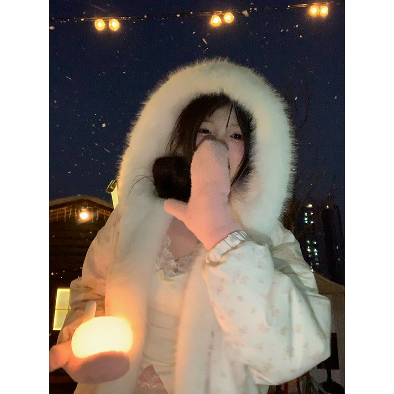 秋冬小众设计甜美保暖毛毛外套