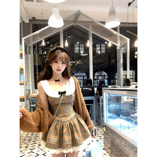 【瑞茜】焦糖布蕾 秋季甜美显瘦修身假两件连衣裙R3559W