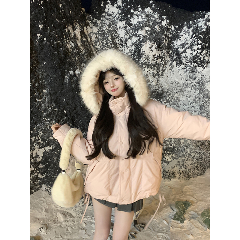 冬季甜美风保暖毛毛领羽绒服外套