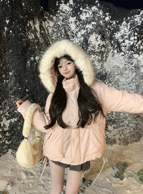 【REESE】初雪降临 冬季甜美风保暖毛毛领羽绒服外套 R3295W