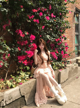 【瑞茜】粉雾甜茶 春夏甜美风氛围感碎花上衣长裙R3733-1W