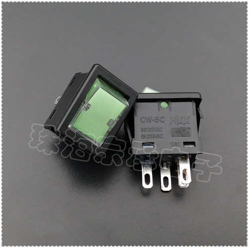 进口日本 CW-SC NKK 翘板带灯船形开关 发光绿色  6A 250VAC