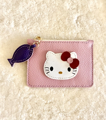 新款头层牛皮零钱包可爱KT卡包硬币口红万能收纳包饰品手拿小包包