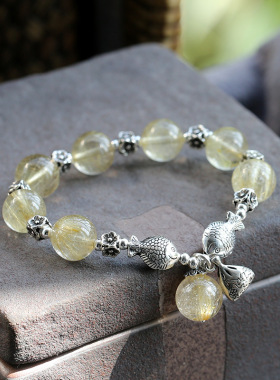 金发晶手链女s925银好运锦鲤