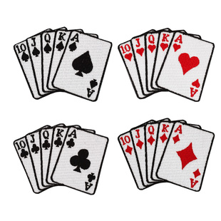 扑克牌 同花顺 刺绣补丁贴勾面魔术贴校服装饰可缝可烫热熔贴布贴