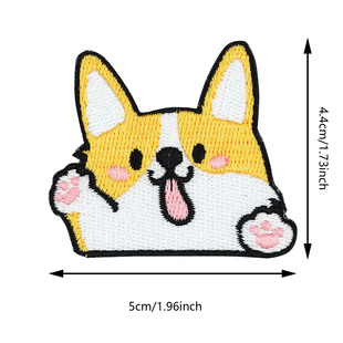 小狗柯基刺绣补丁魔术贴帆布鞋 饰衣服贴自粘可缝可烫布贴 校服装