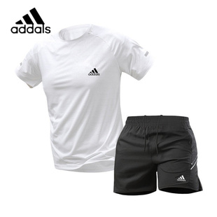 夏球衣健身训练两件套 跑步套装 品牌运动冰丝T恤男女速干短袖 短裤