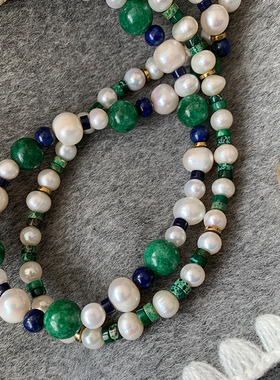 天然石圆珠链中性项链