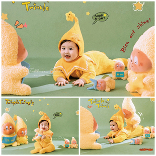 黄色哈衣星星人玩偶道具摄影服装 百天星星人主题影楼写真照艺术照