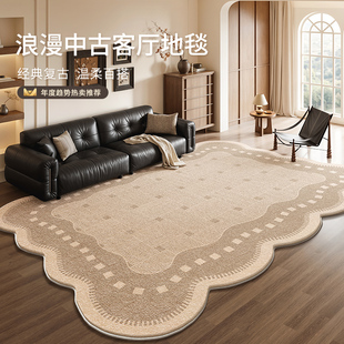 中古风地毯客厅2025新款复古高级异形不规则防水免洗可擦卧室地垫