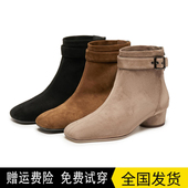 2025新款 气质通勤时装 靴棕色短靴粗跟美拉德女靴子Y8901DD5