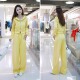 运动套装 开衫 女连帽两件套2025秋款 阔腿裤 外套 卫衣卫裤 88黄色时尚