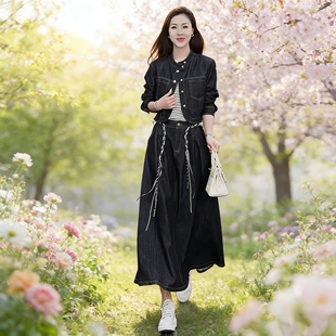 2026春季 牛仔三件套时尚 套装 女洋气减龄显瘦短外套半身裙套裙 新款