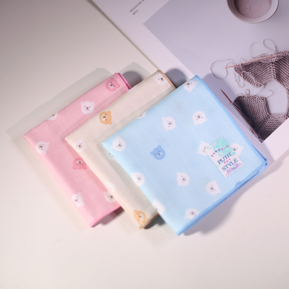 日本制女士小手帕手绢纯棉棉纱吸汗随身携带复古宝宝口水巾可绣字