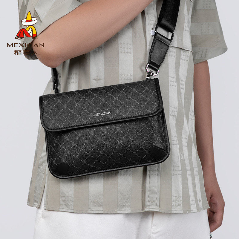 稻草人斜挎包男士25新款时尚休闲百搭商务单肩包信封通勤手机背包